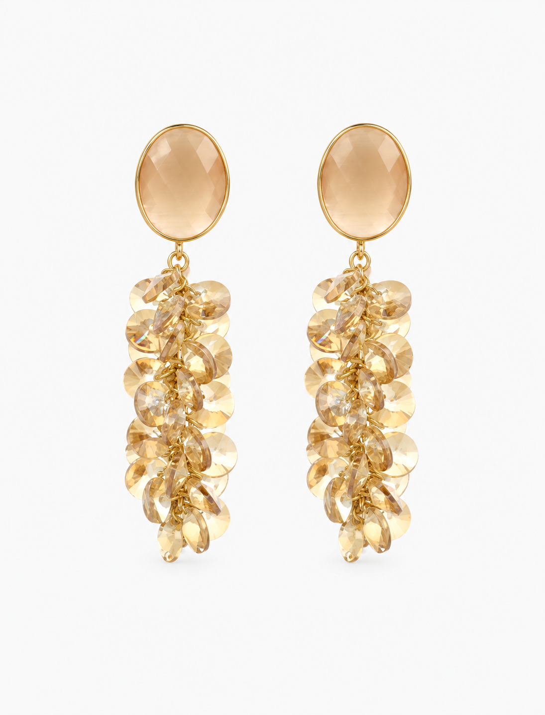 Lonneke – Cluster of Thick Sequins Oorbellen – Champagne