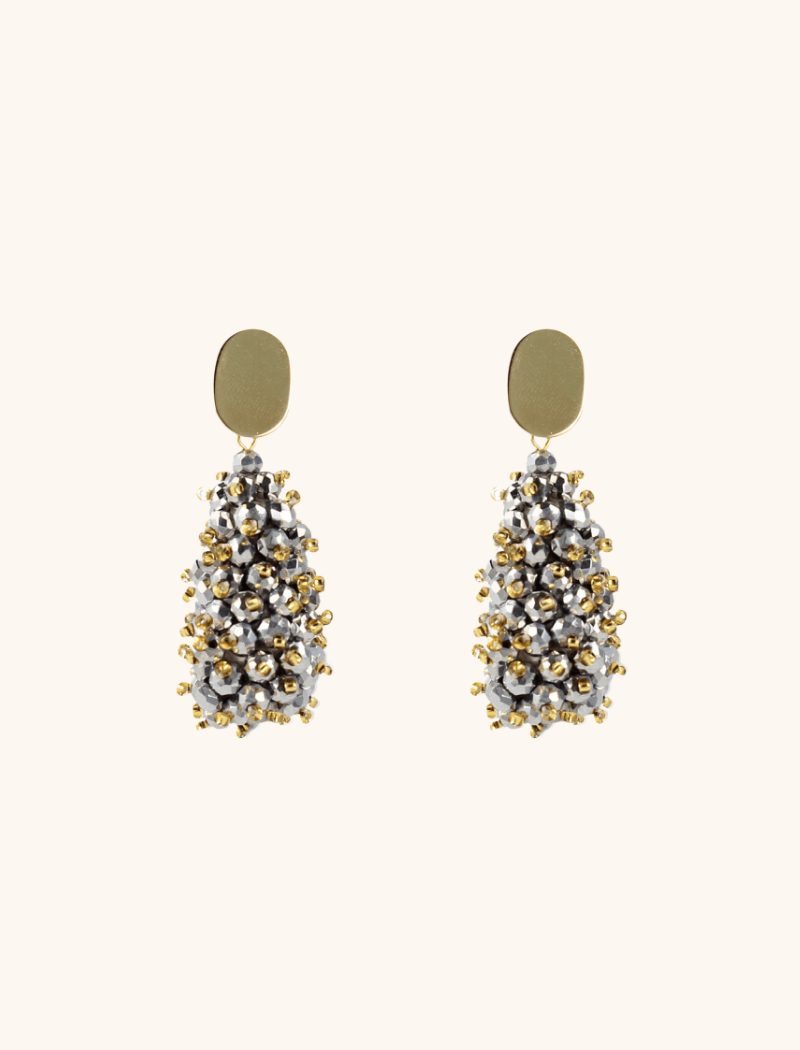 Silver  earrings bella glassberry cone double stones 
