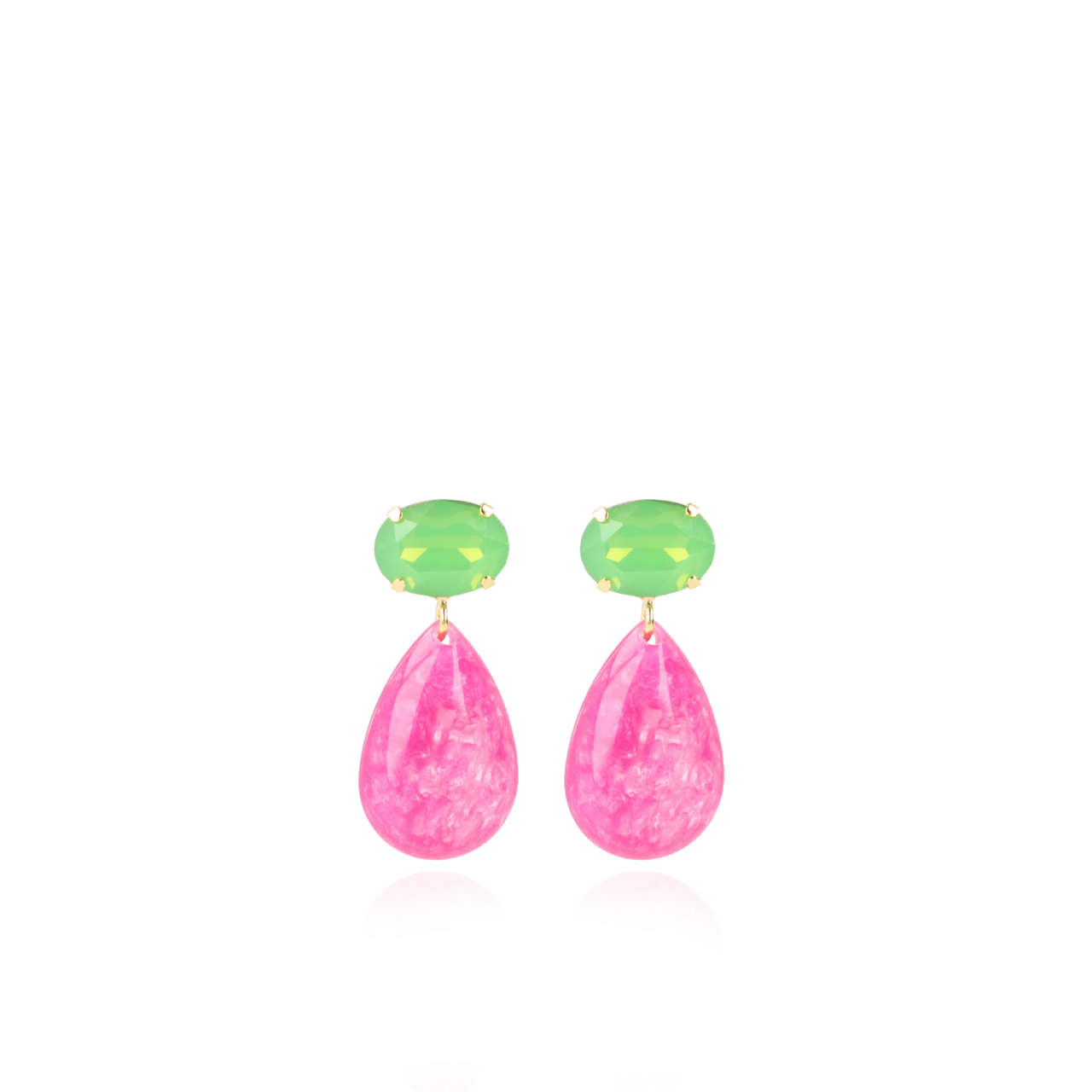 Marble Fuchsia Oorbellen Druppel S Strass Groen