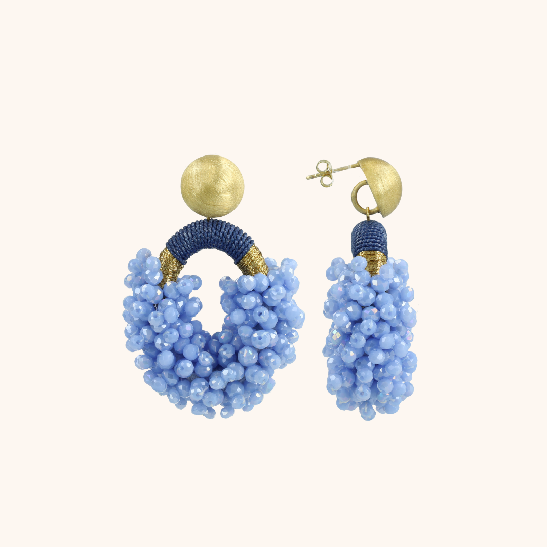 Azuur blauwe oorbellen Eve Ovaal M tonal DS