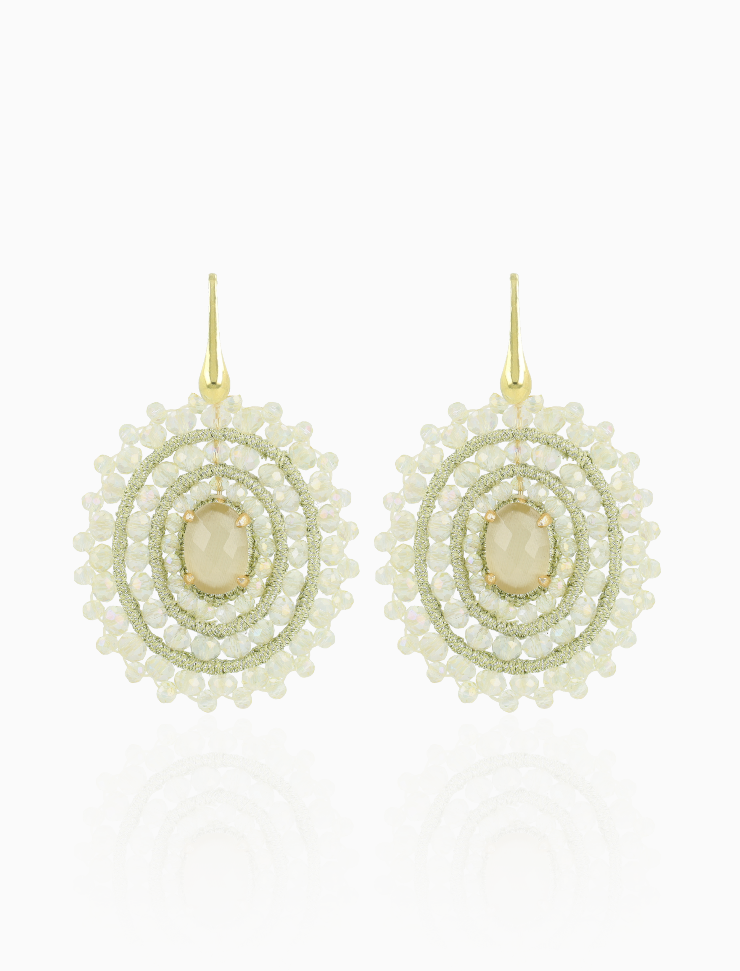 Pistache Mint Oorbellen Jamie Filled Oval 3 Rings w/ Stone M