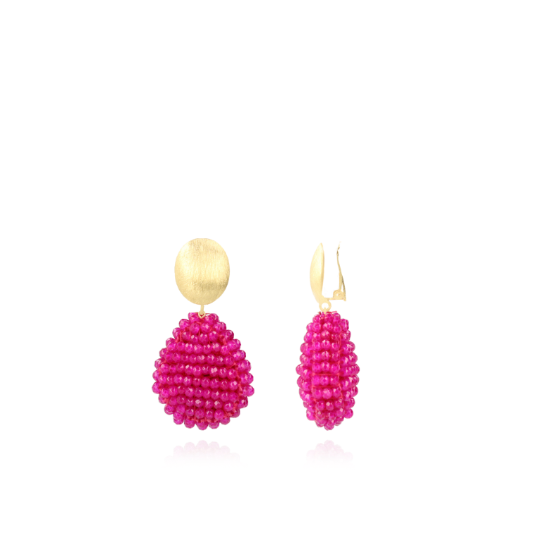 Fuchsia Oorbellen Loulou Closed Drop S Clip
