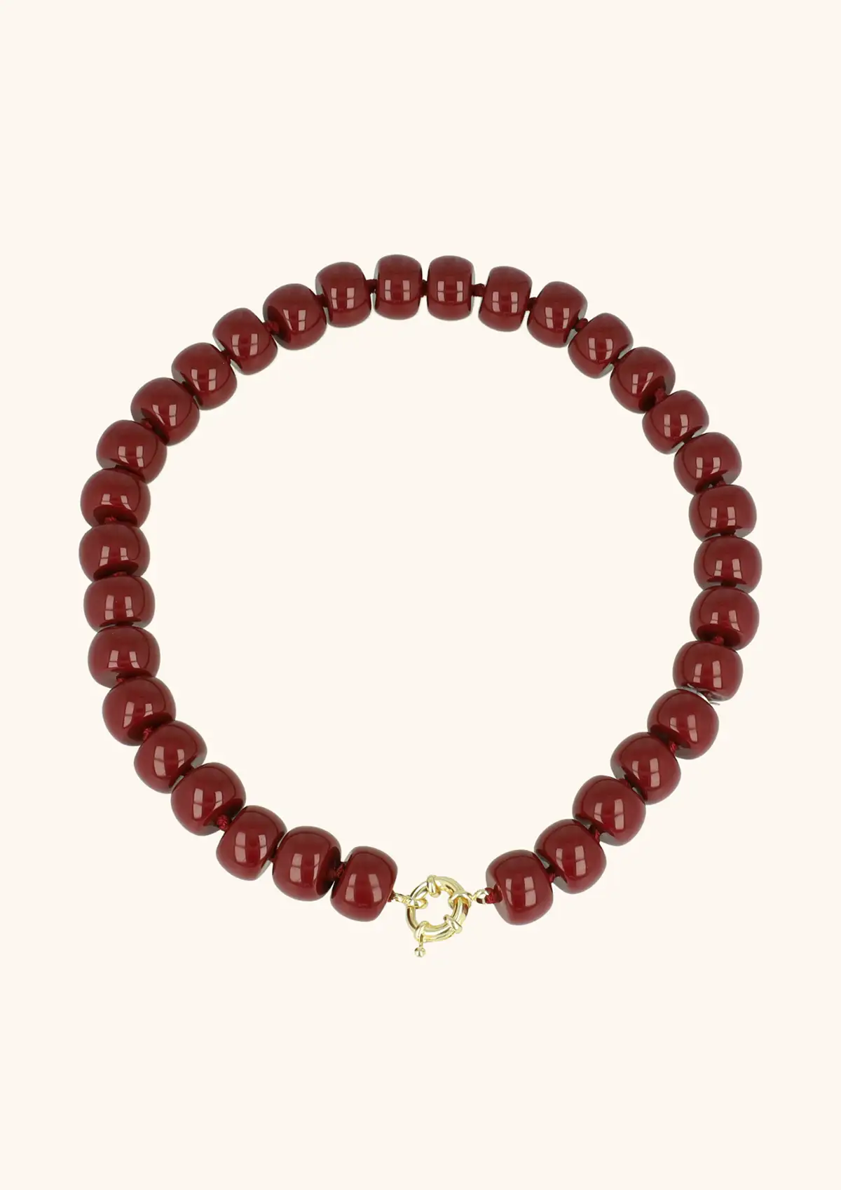 Bordeaux Ketting met Rondel Steentjes