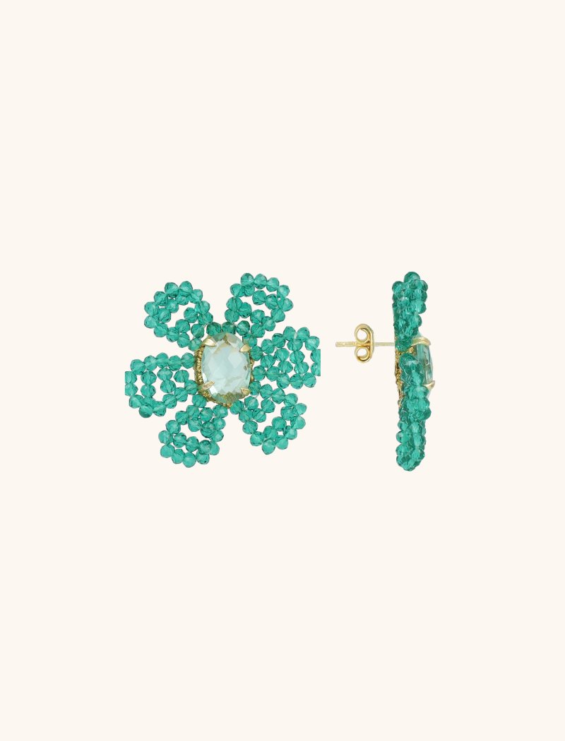 Turquoise Oorbellen Madelief Blooming Flower M