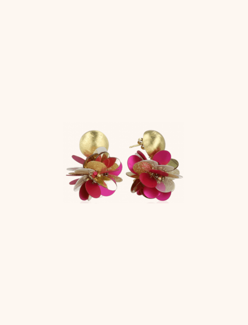 Sequin Earrings Metallic Fuchsia Laure Globe S