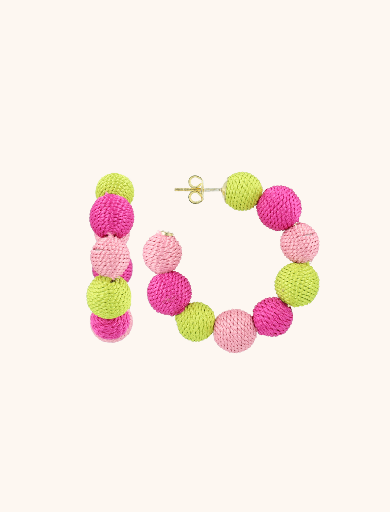 Fuchsia Lime Creole Earrings Globe M