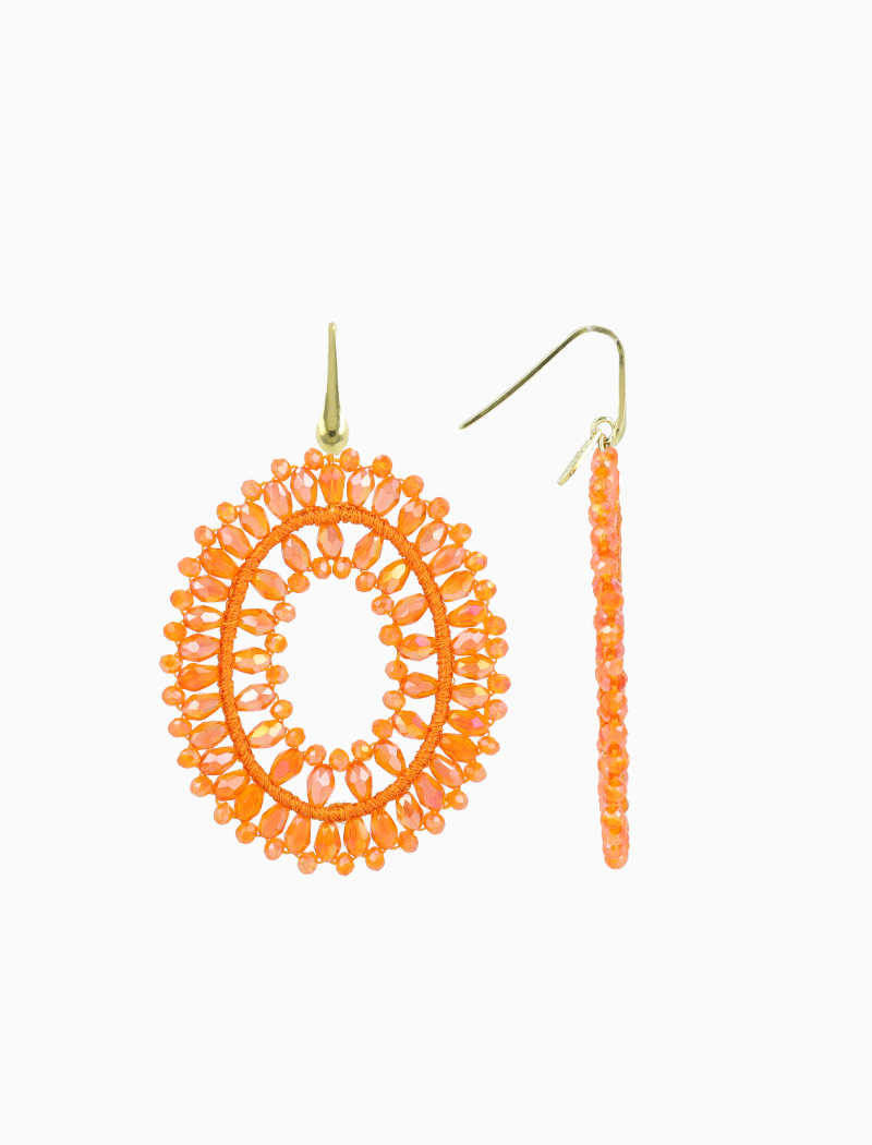 Oranje oorbellen Noa ovaal L 