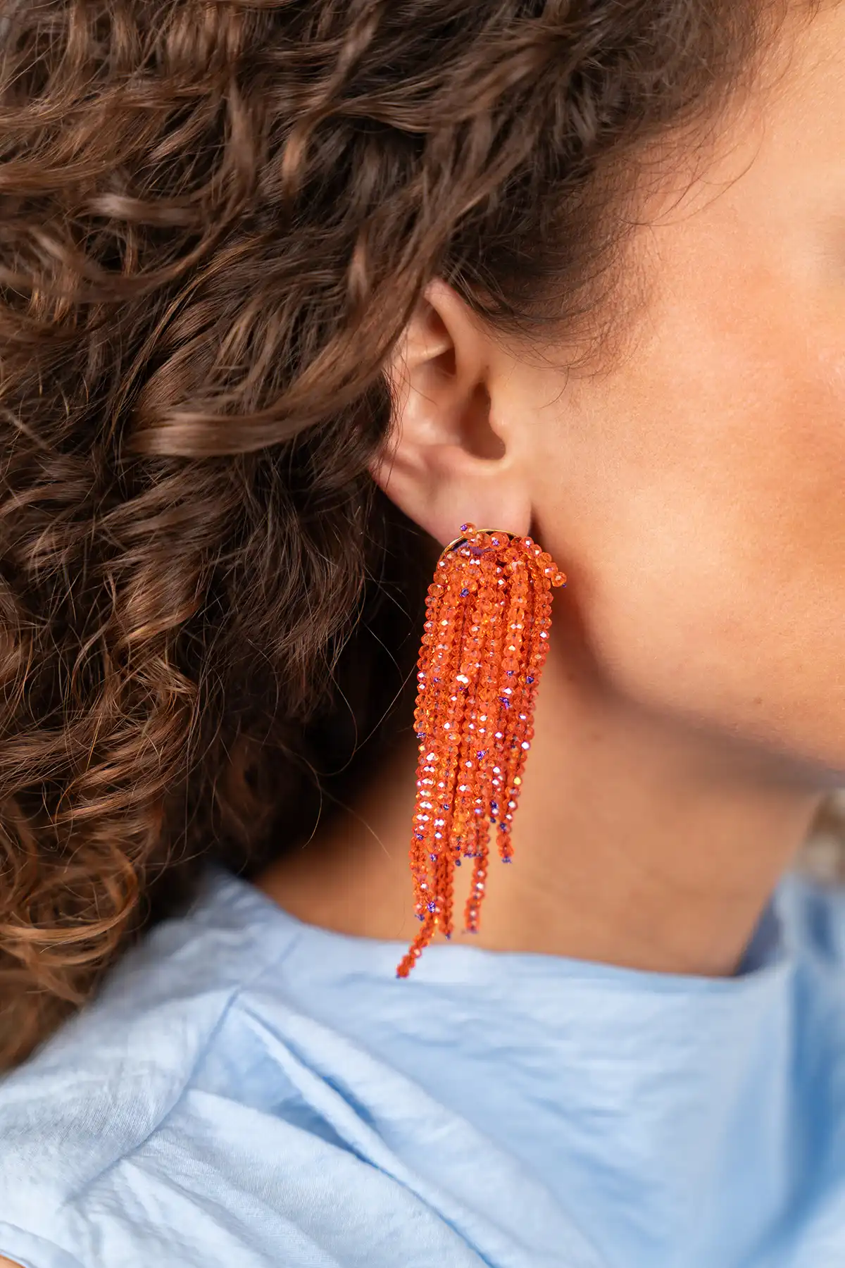 Orange Earrings Babette Glassberry Waterfall L