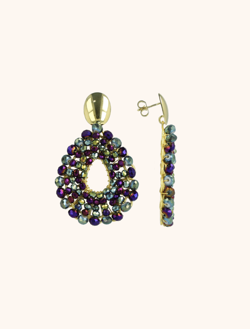 Metallic Green Purple Earrings Babs Open Drop S