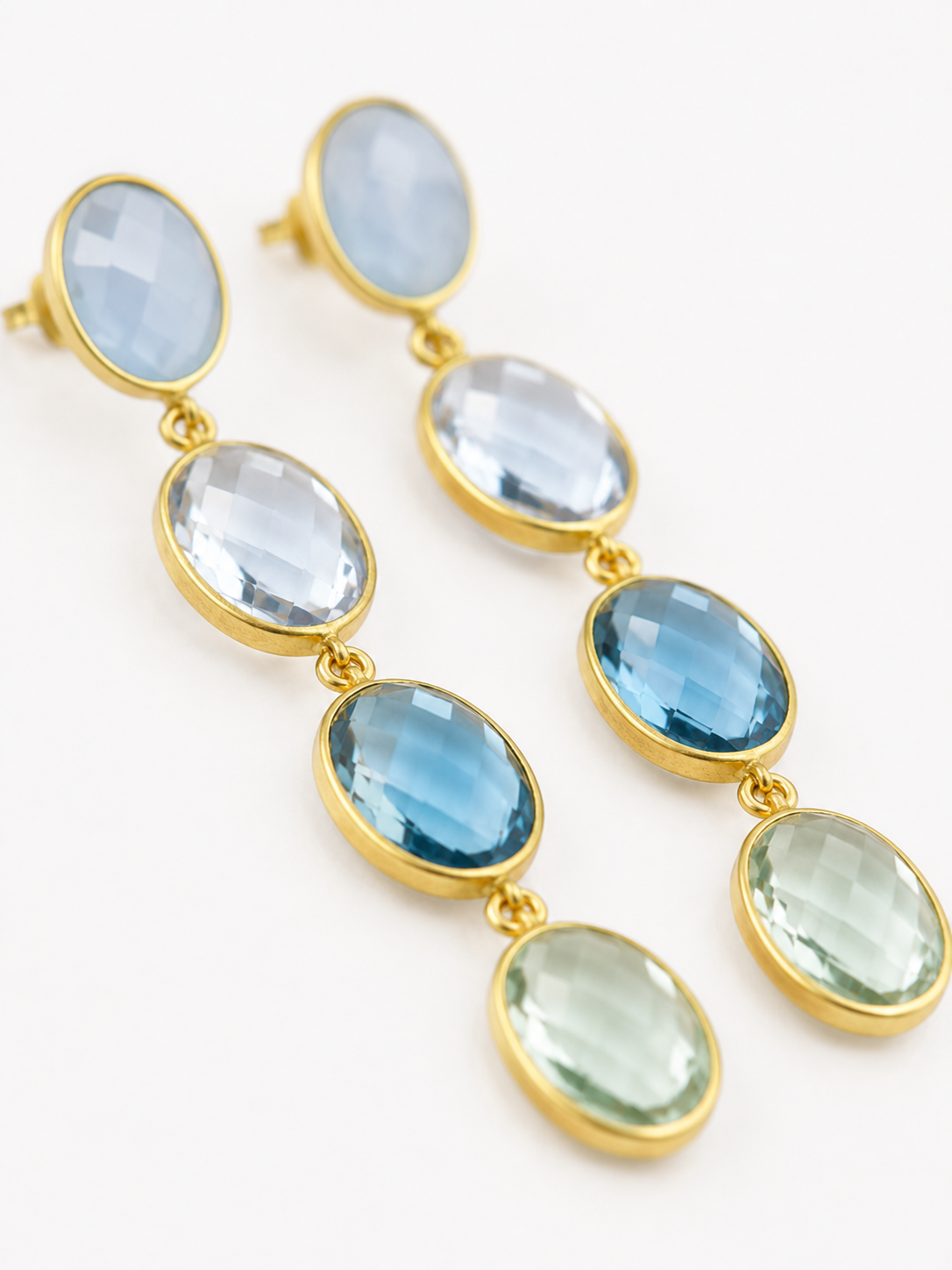 Blauwe Oorbellen Four Framed Stones with Pin Anya