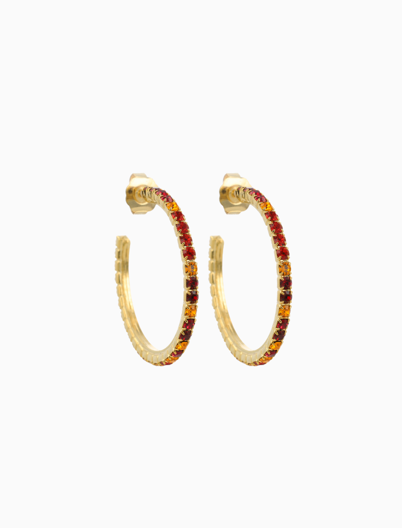 Classic Earring Tennis Creole Multi Red Fine Stones L Noor