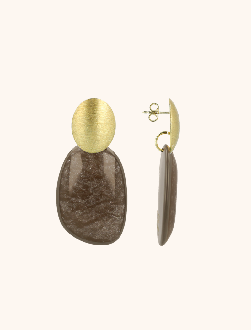 Grijze Oorbellen Little Sara Asymmetric Ovaal S
