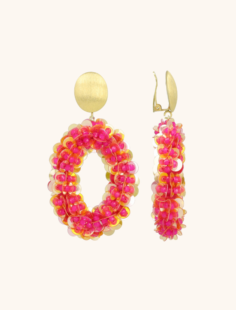 Fuchsia Oorbellen Jace Open Oval w/ Beads L Cliplott-theme.productDescriptionPage.SEO.byTheBrand