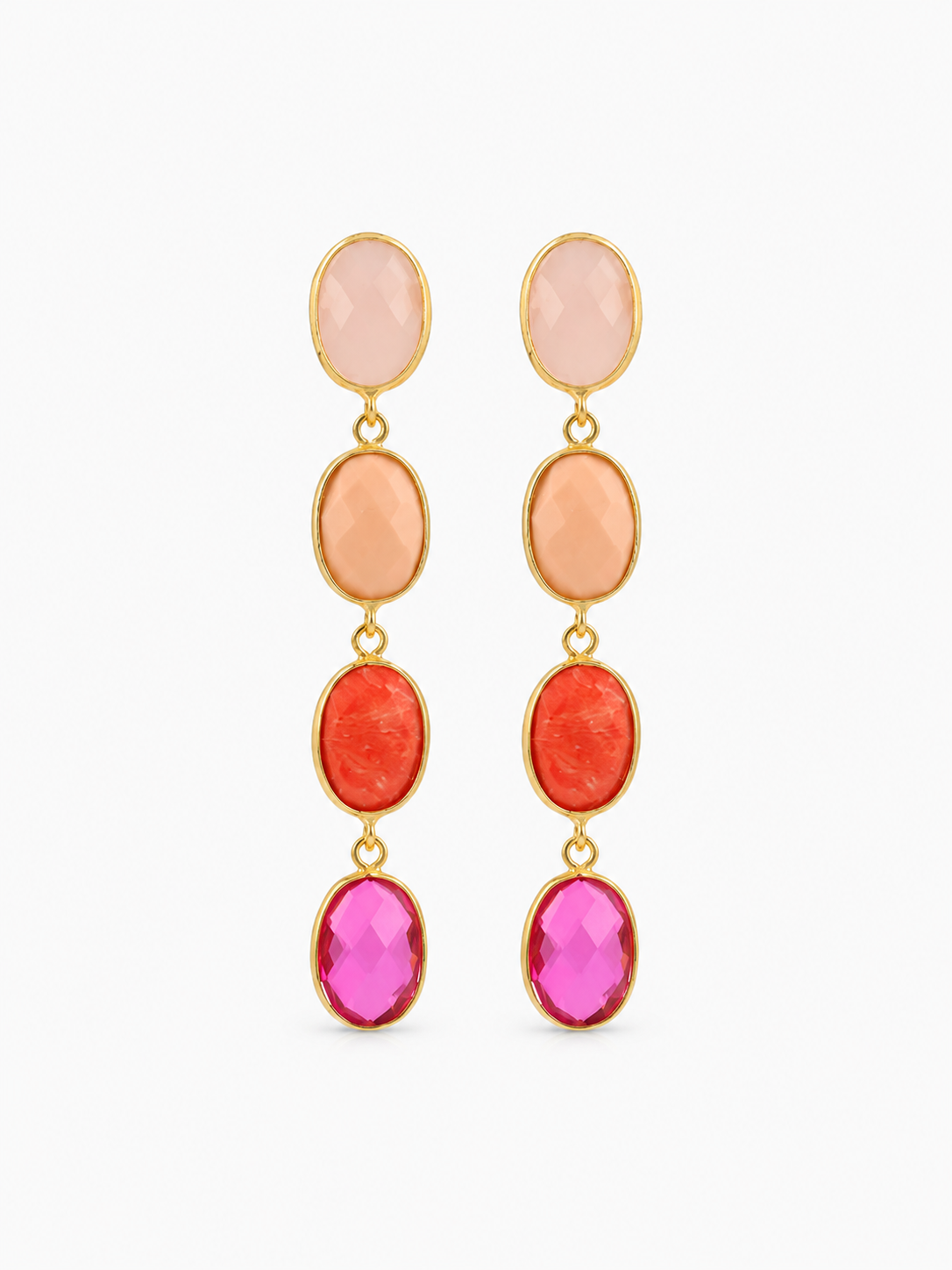 Fuchsia Oorbellen Four Framed Stones with Pin Anya