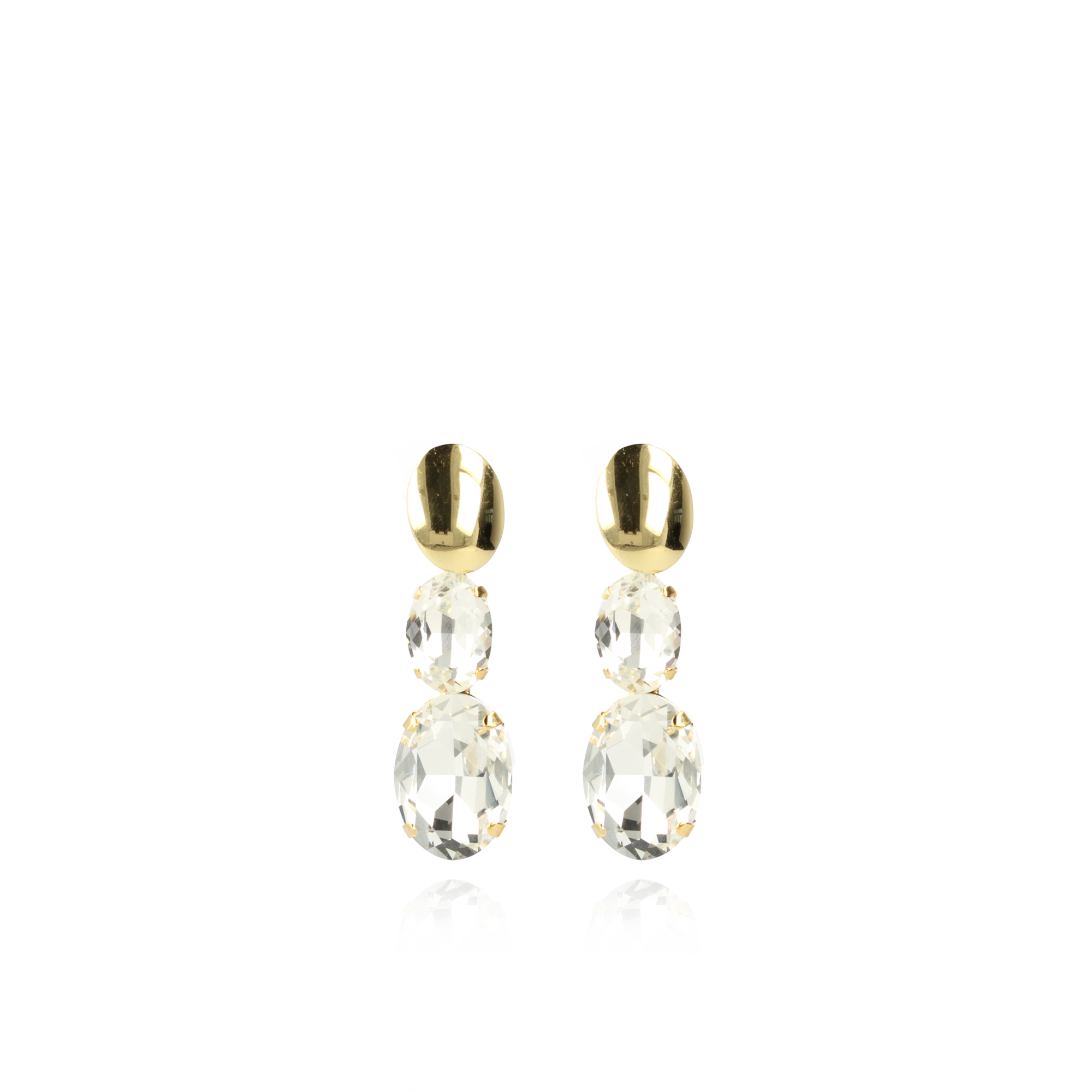 Crystal colored Zirconia Earrings Oval Double Lenne M