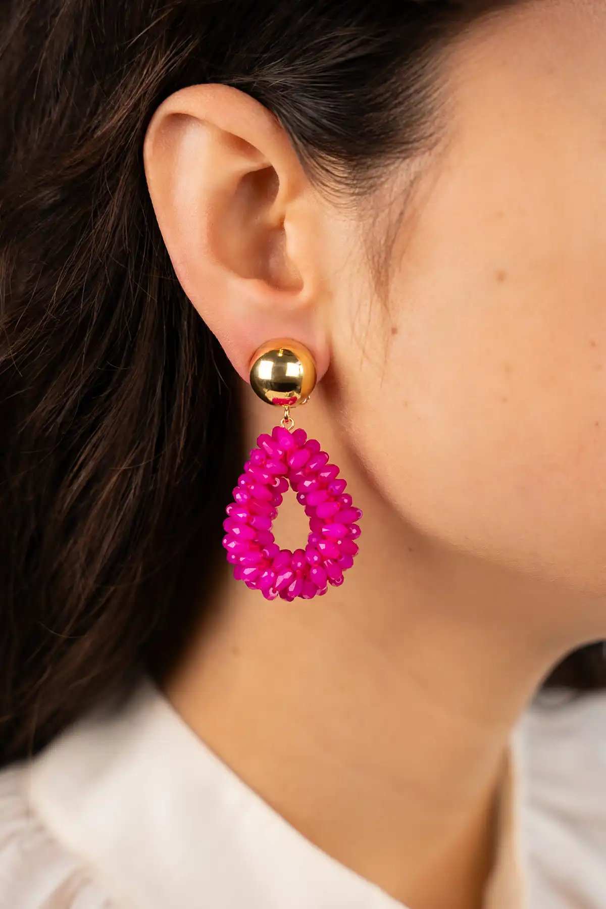 Fuchsia Earrings Anne Teardrop S Marquis Clip