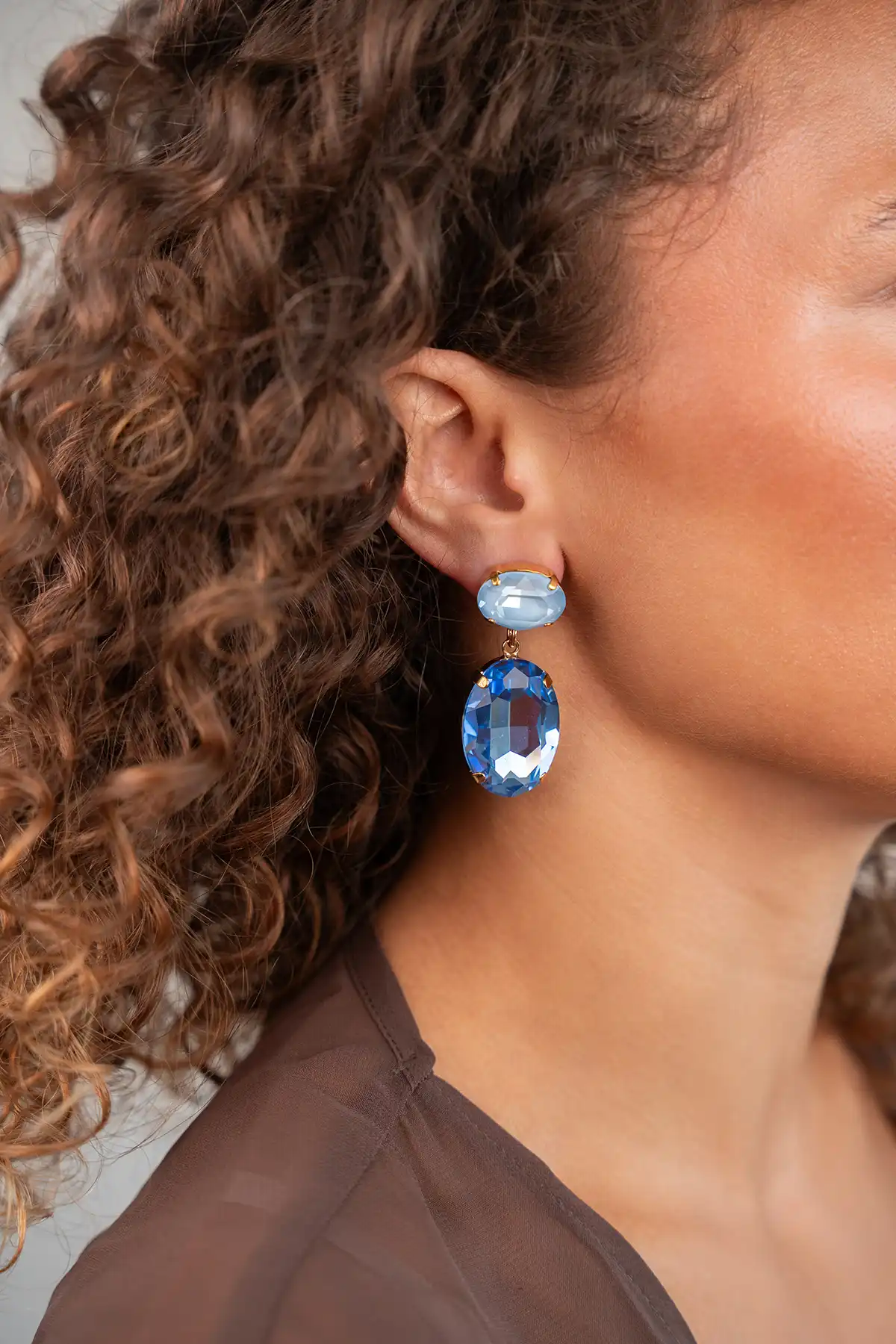 Blauwe Oorbellen Amelie Oval XL