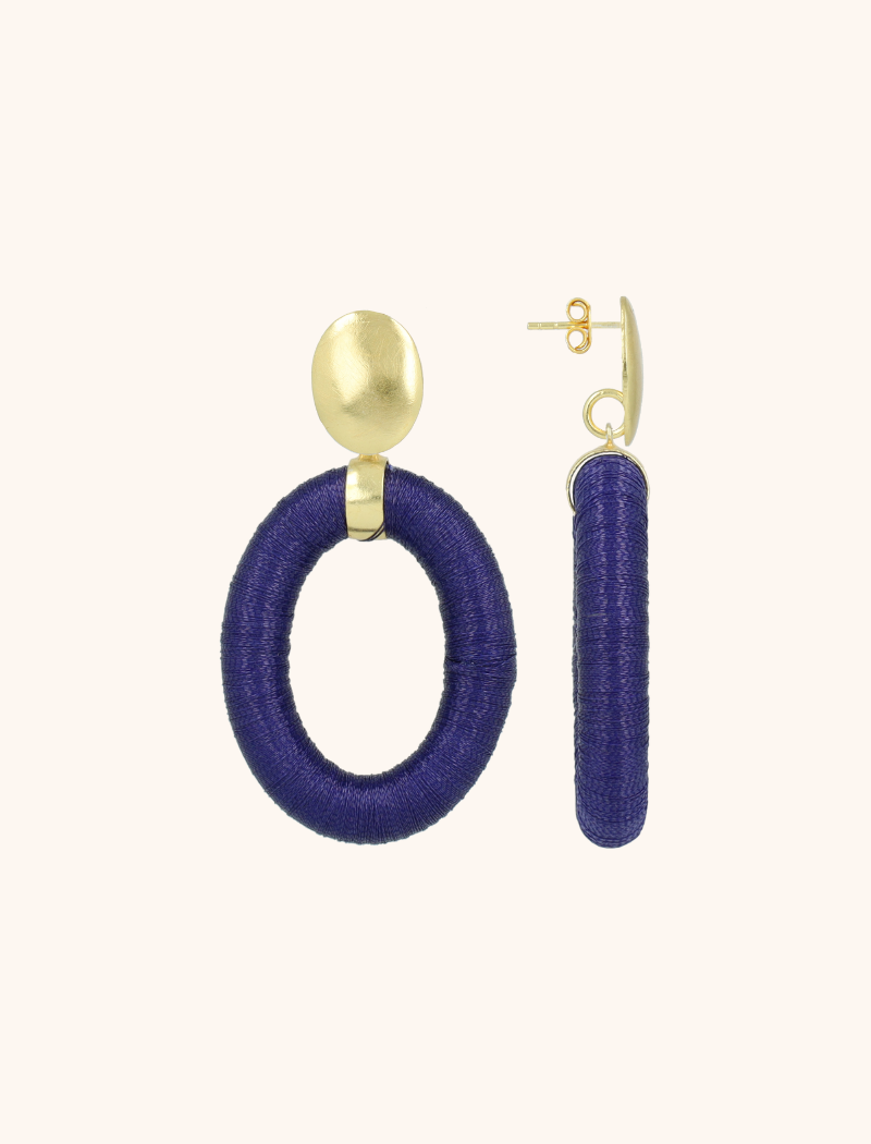Blaue Ohrringe Faye Oval mit Perlen Gewinde  lott-theme.productDescriptionPage.SEO.byTheBrand