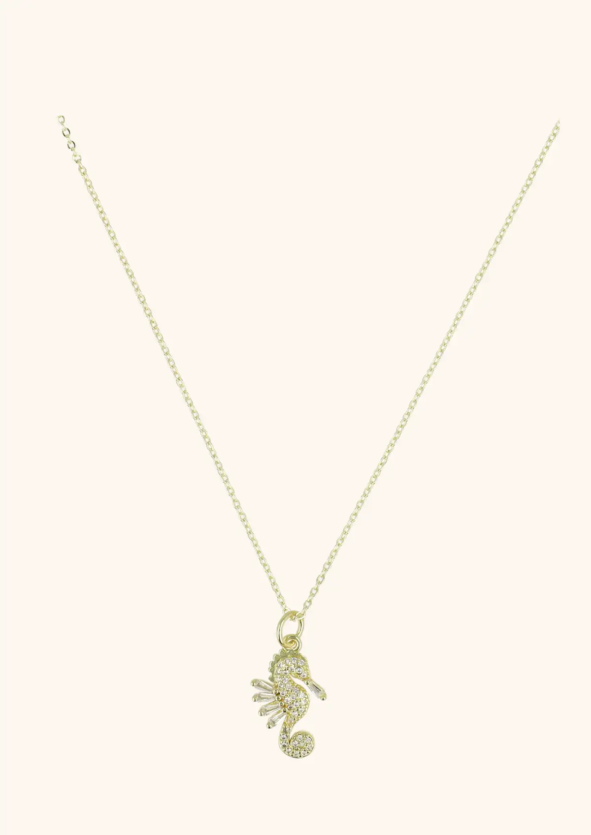 Goldene Halskette Seepferdchen Kristallsteine