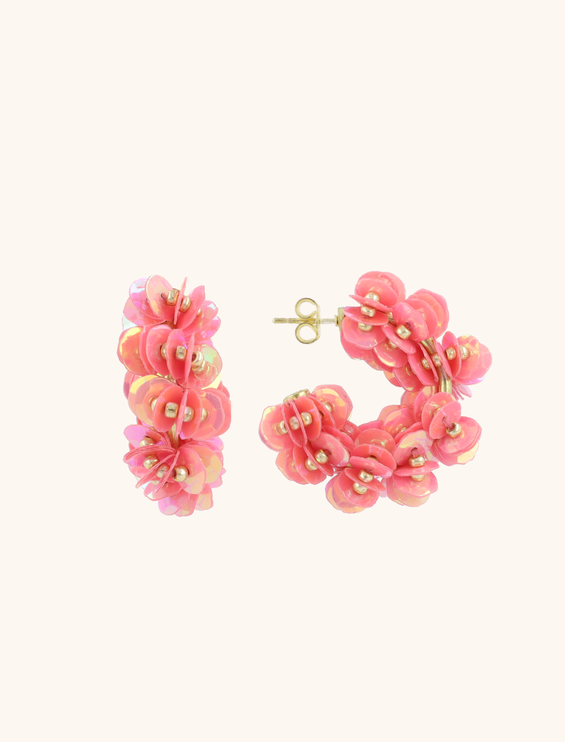 Pink Earrings Sequin Creole S 