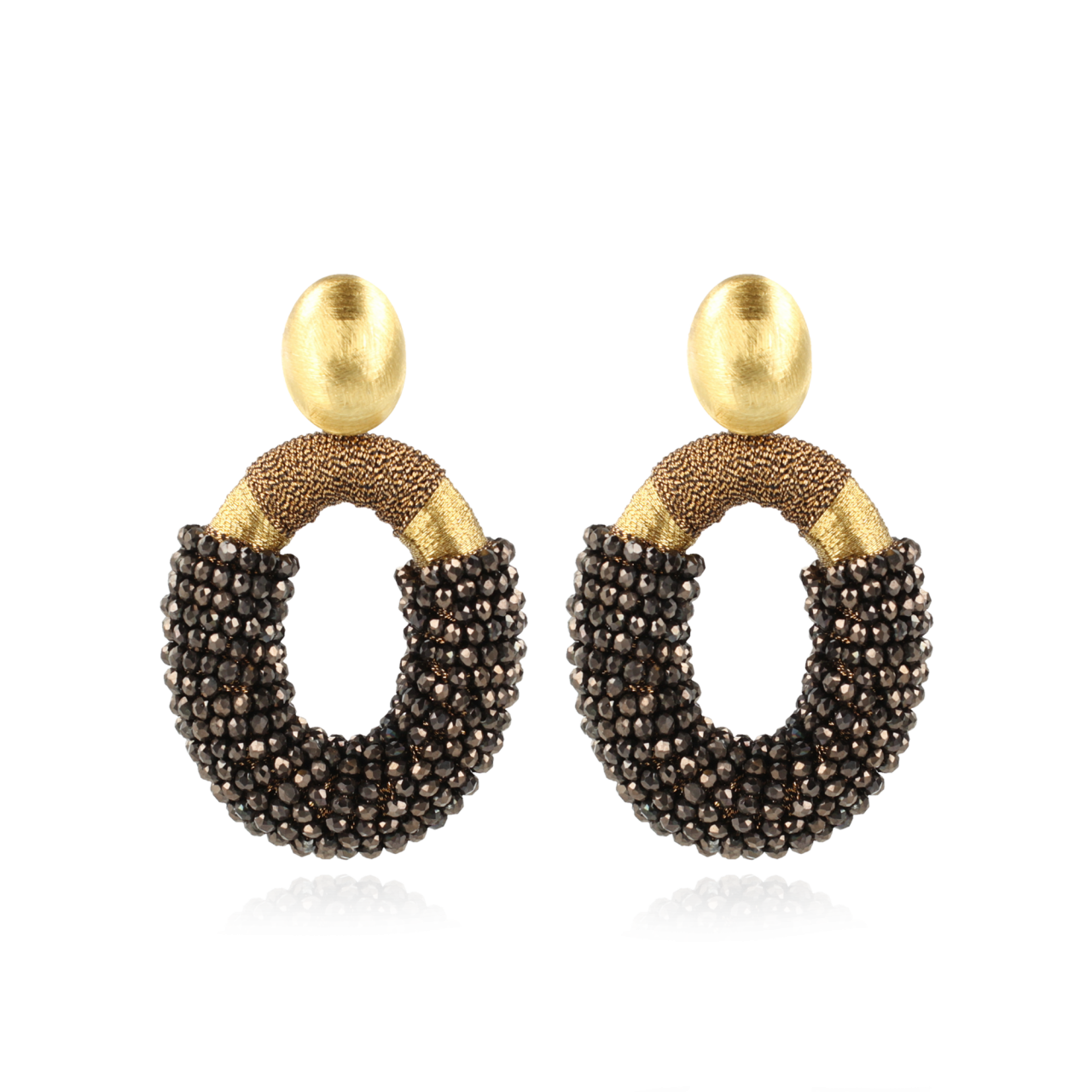 Metallic Brown Earrings Yara Oval L 