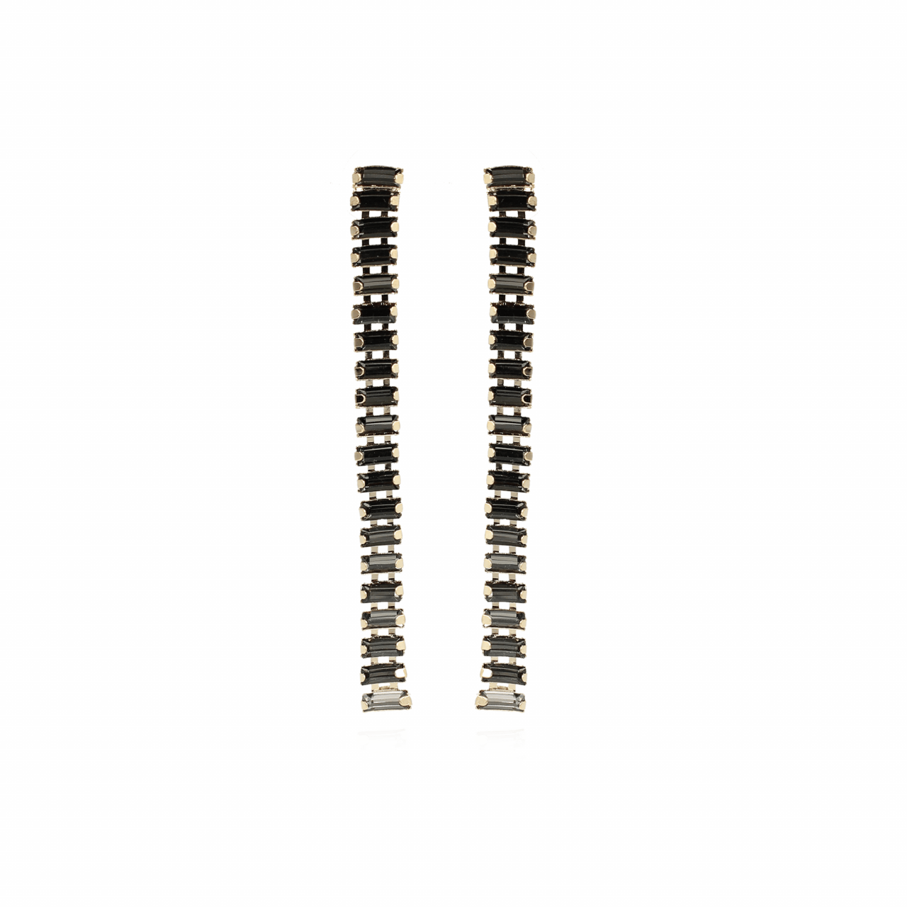 Zwarte Strass oorbellen Mosa Single Waterfall Diamond