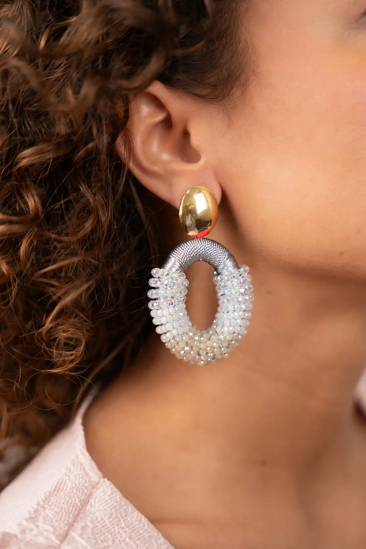 Crystal Silver Oorbellen Yara Combi Oval L