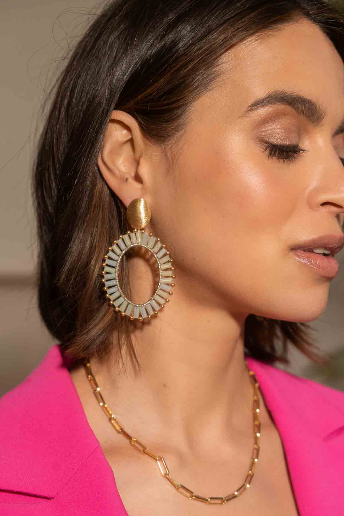 Light Mint Earrings Naomi Oval L 