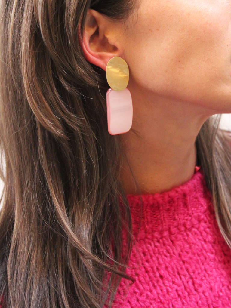 Resin Rectangle M Milky Pink