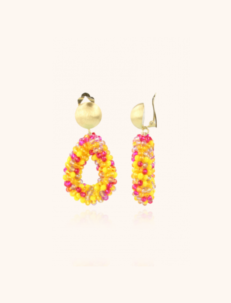 Mixed Gele Oorbellen Clip Berry Glassberry Druppel S