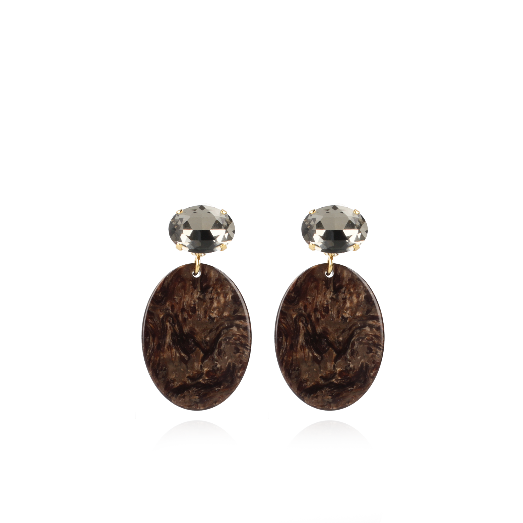 Marble Brown Earrings Celia Oval S Strass Diamond