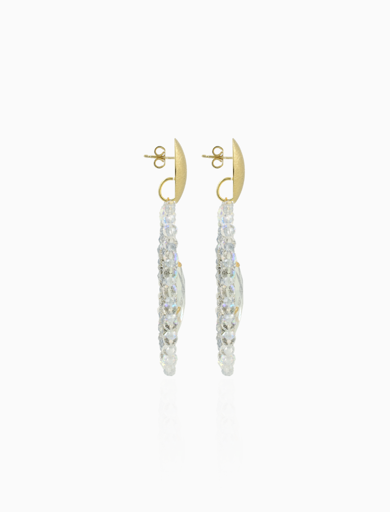 Blauwe Oorbellen Filled Oval 3 Rings with Stone L Jamie