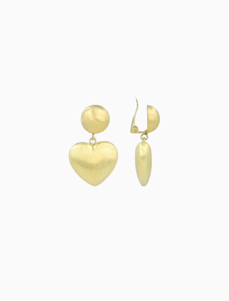 Klassisch Ohrringe Gebürstet Herz S Clip