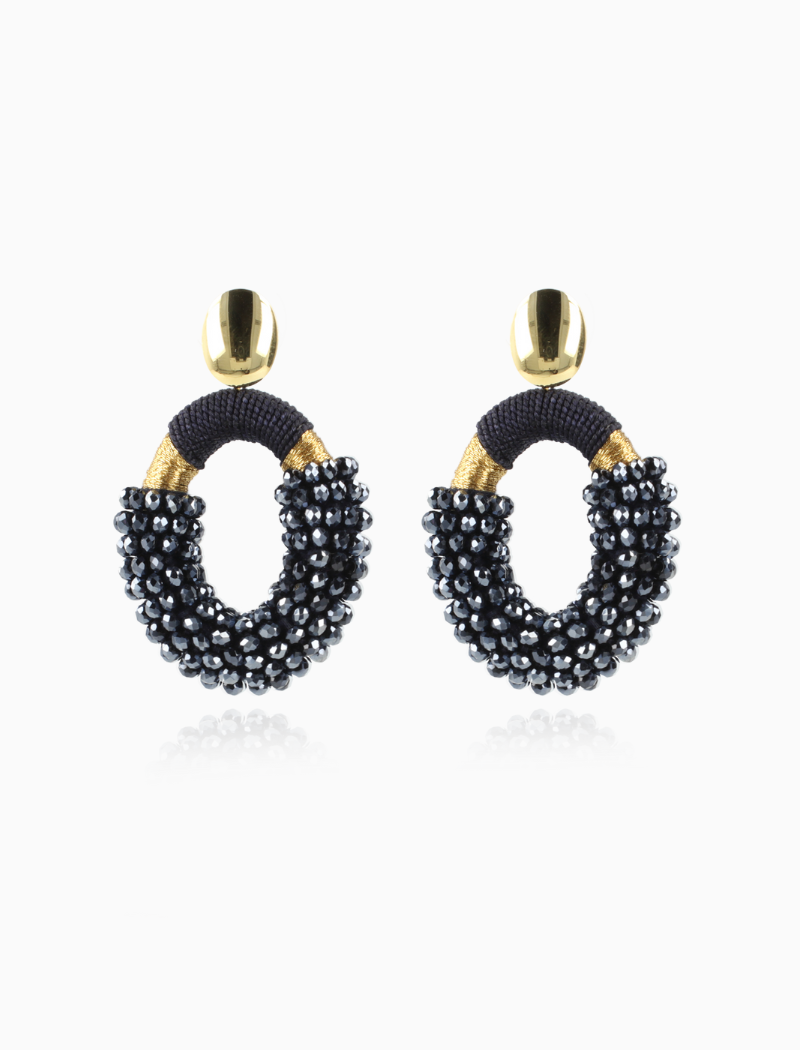 Yara Blauw Gouden ovaal M oorbellen