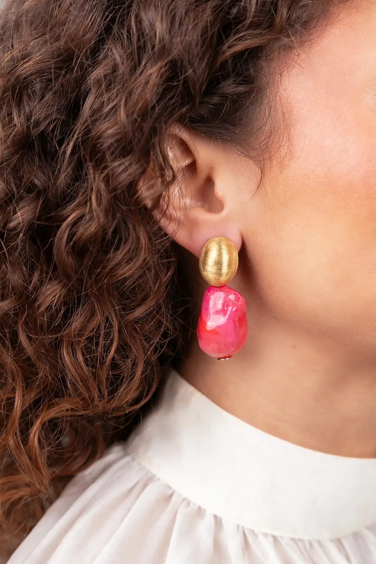 Rosa Ohrringe Irregular Stone L Bailey