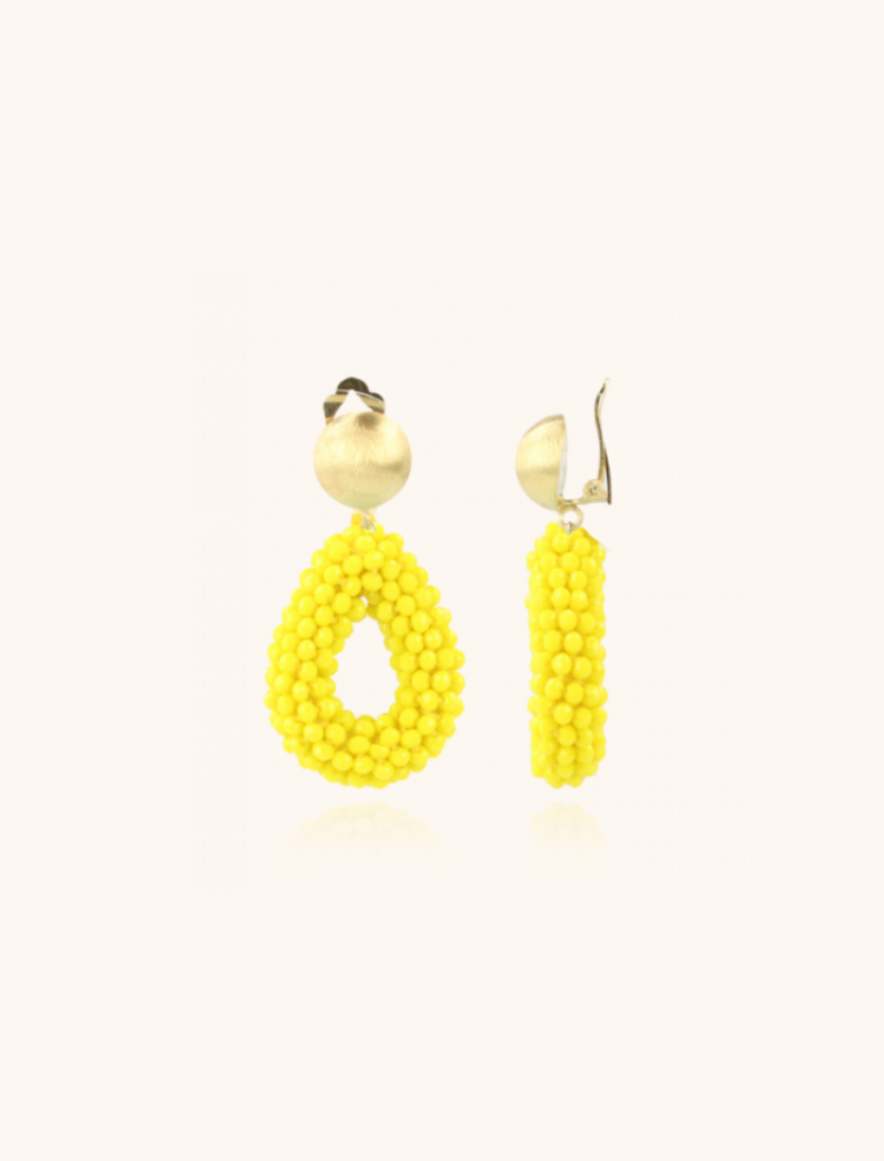 Yellow Earrings Clip Berry GlassberryDrop S