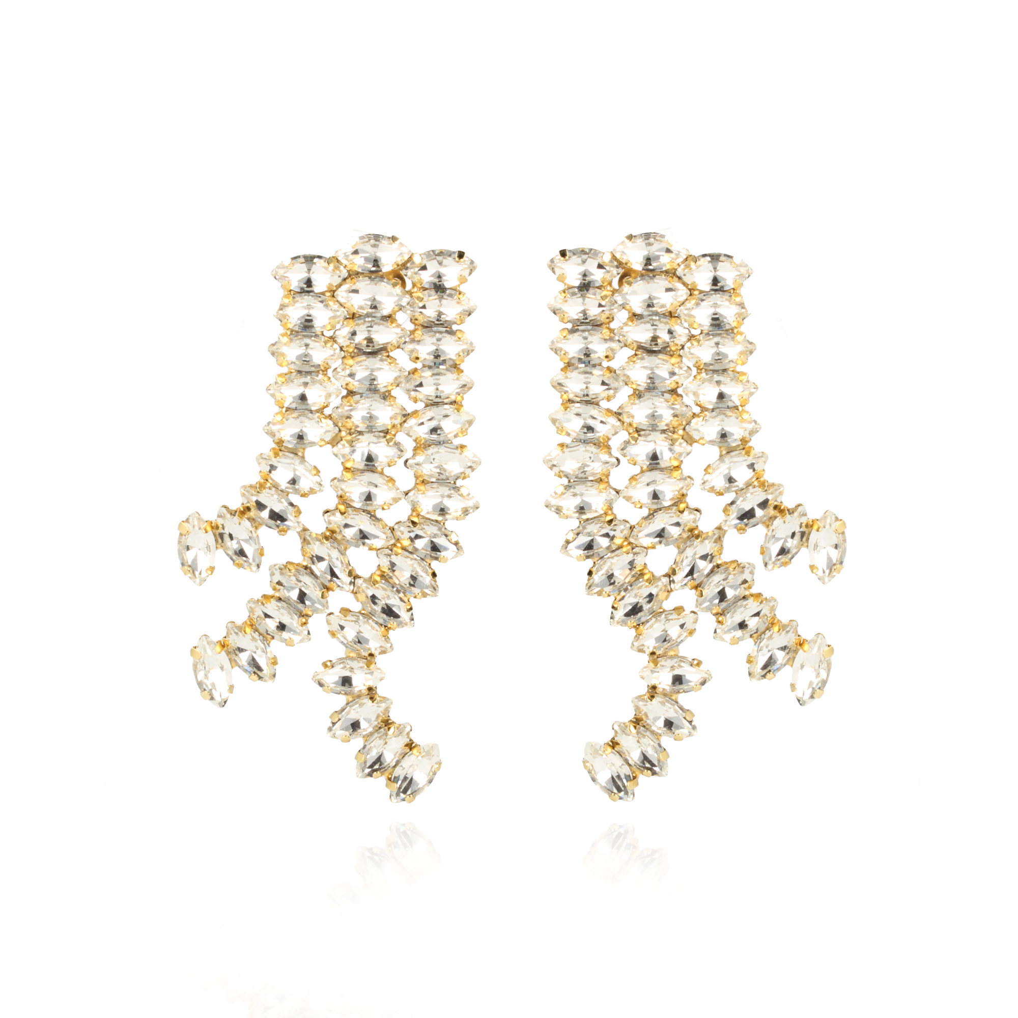 Crystal colored Strass Earrings Wave Waterfall Triple Lili