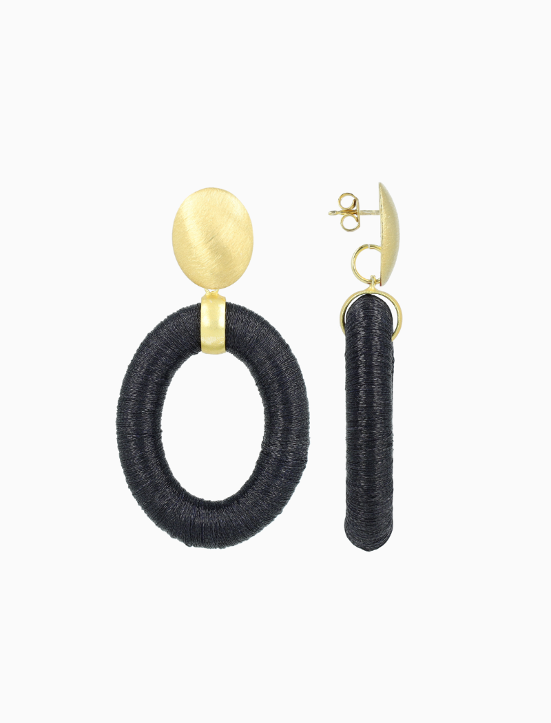 Anthracite Grey Earrings Faye Oval L