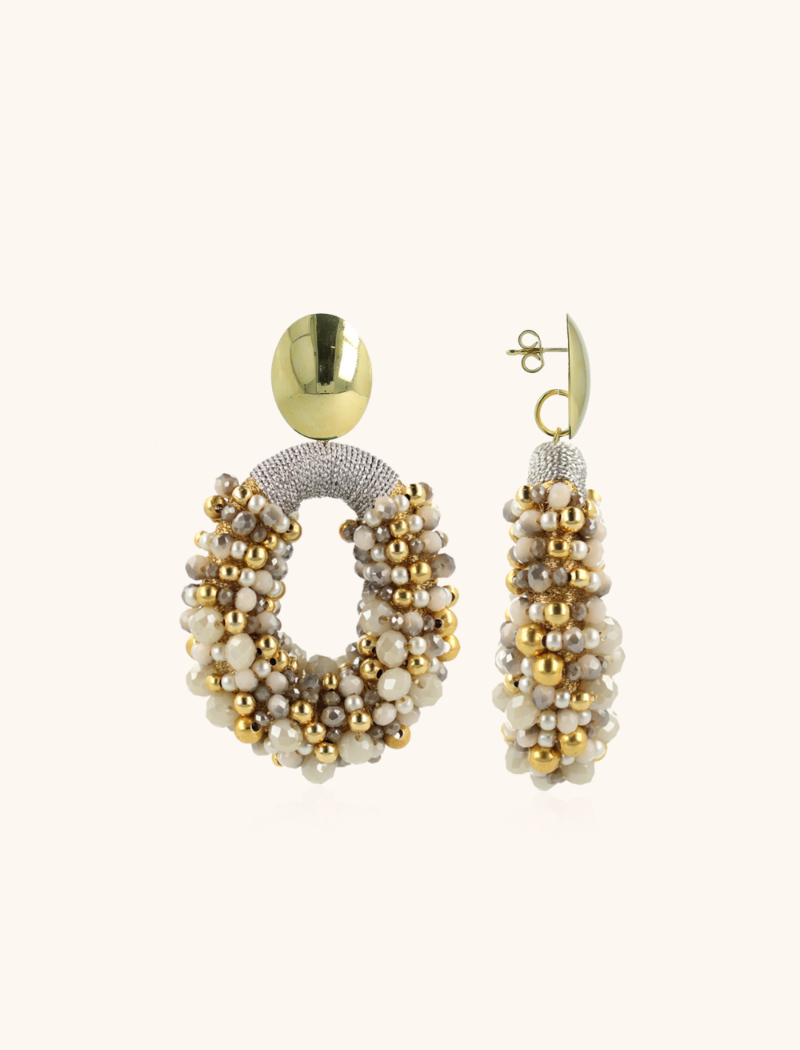 Grey Earrings Opheilia Combi Oval L