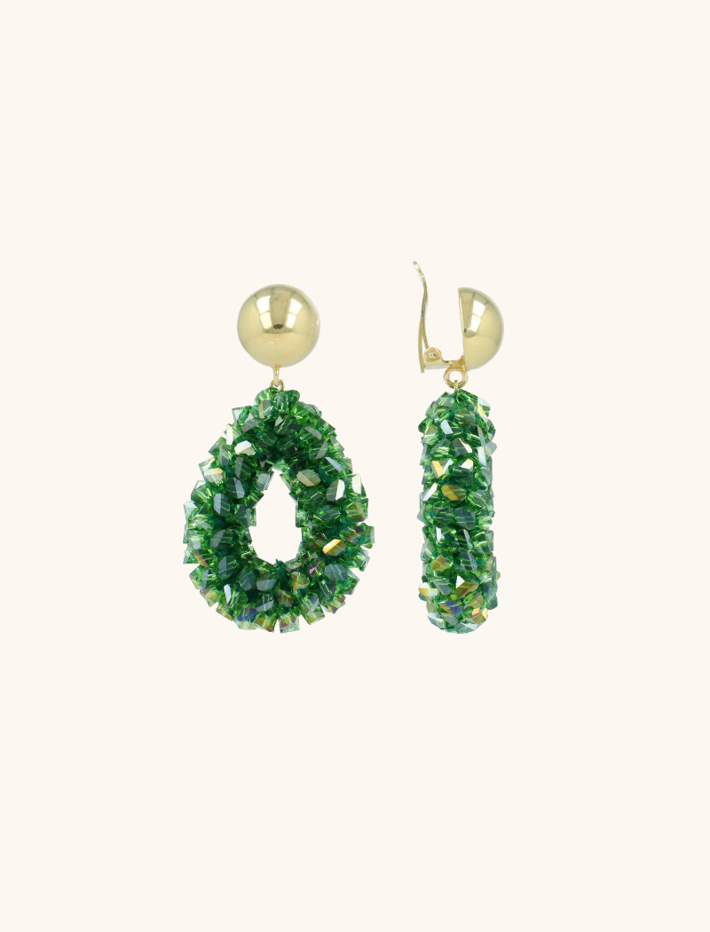 Green Earrings Marieke Drop S Raw Clip