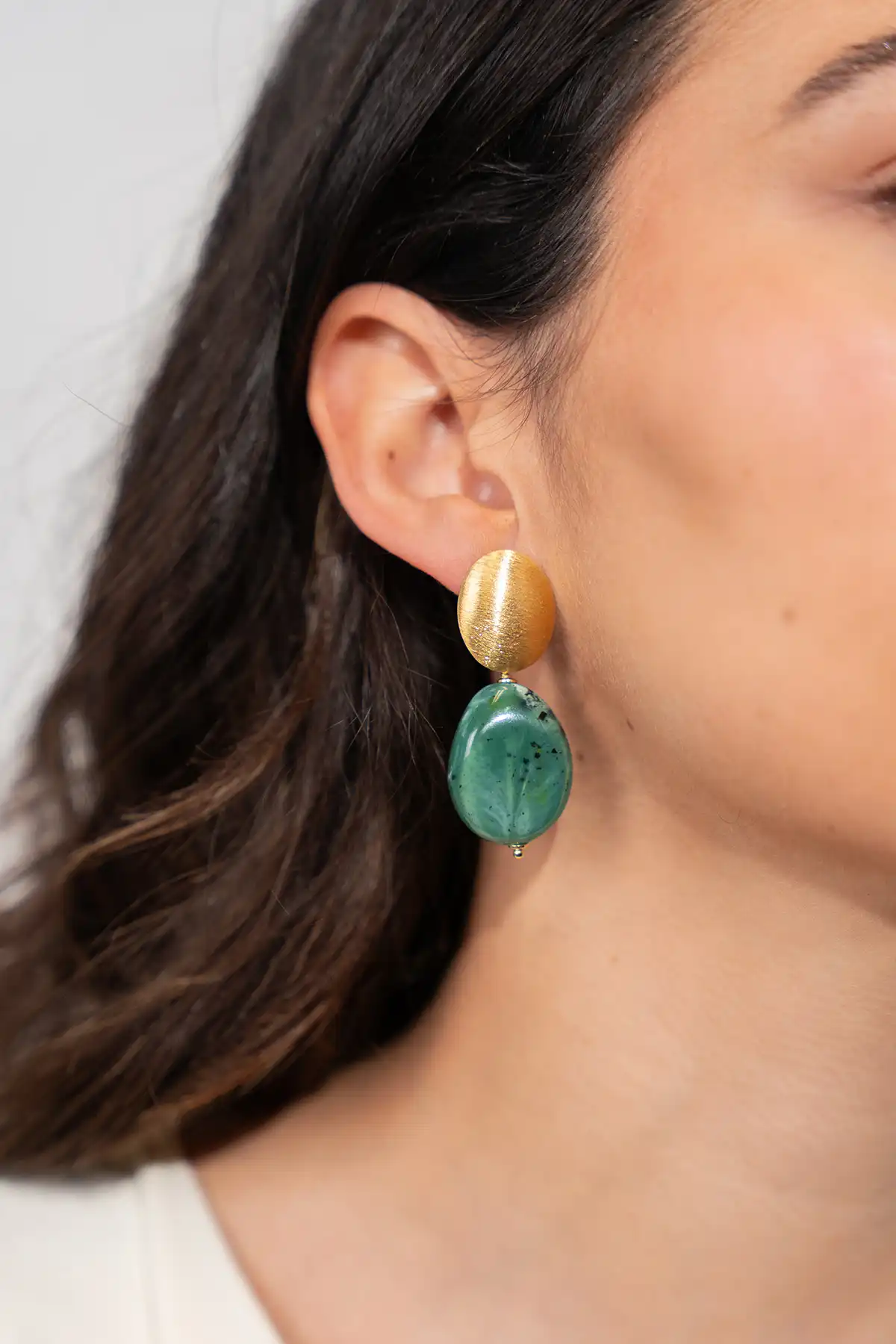 Green Marble Oorbellen Amber Squeezed Drop