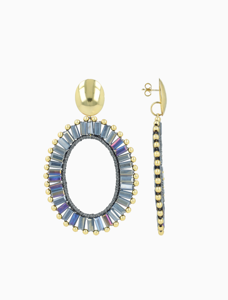 Metallic Blau Ohrringe Naomi Oval L