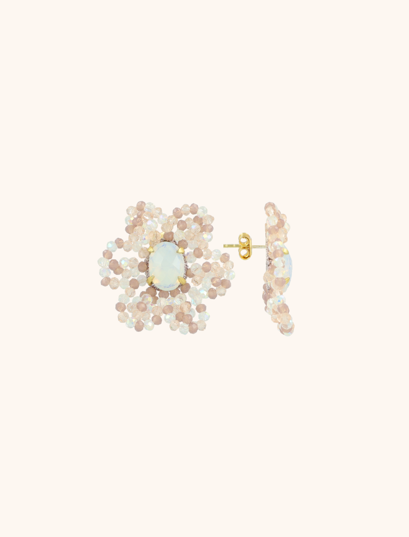 Weisser Kristall/Lila Ohrringe Daphne Flower Full Leaves M  lott-theme.productDescriptionPage.SEO.byTheBrand