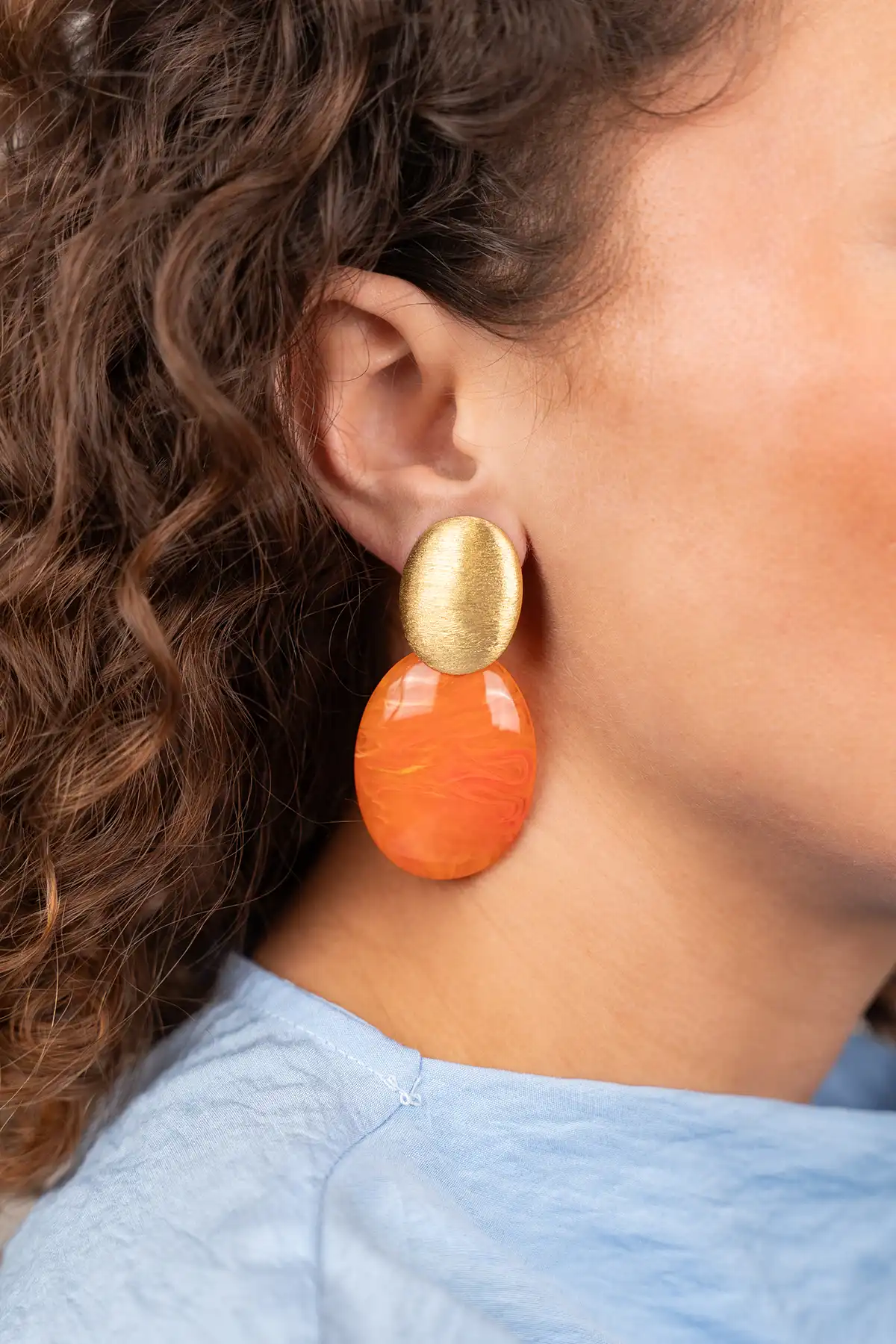 Orange Ohrringe Sirius Closed Bugle Oval S  