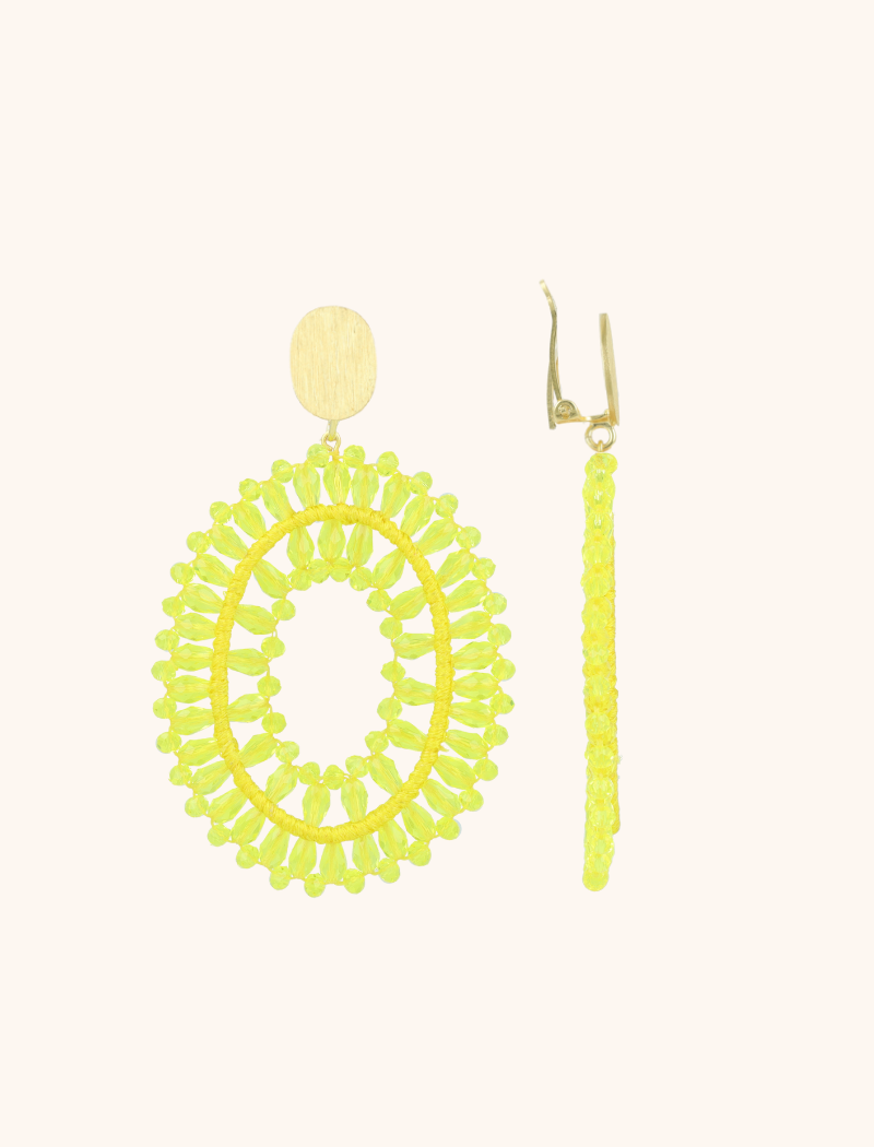 Lime earrings Noa oval L clip