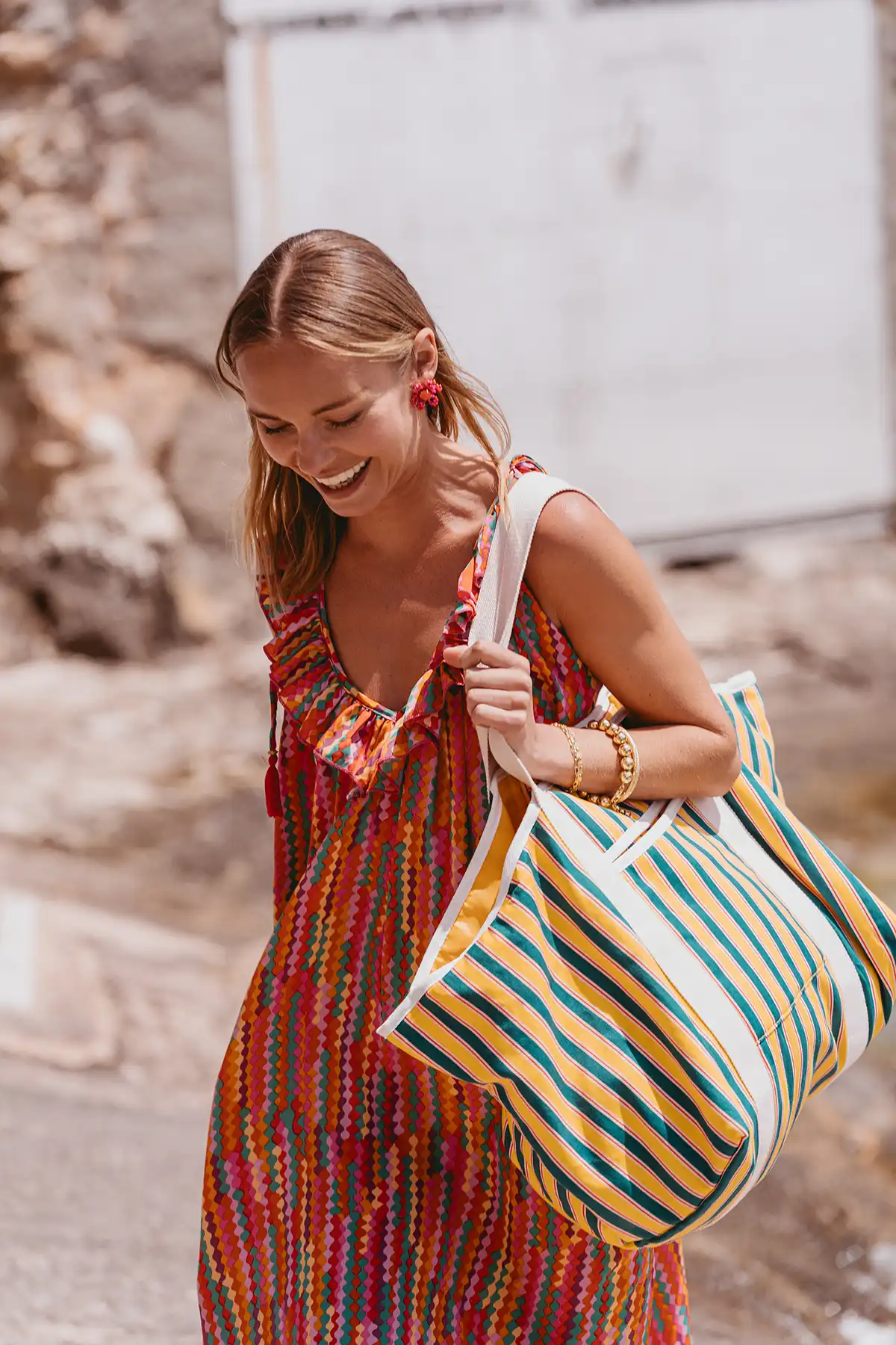 Striped Shopper Tas