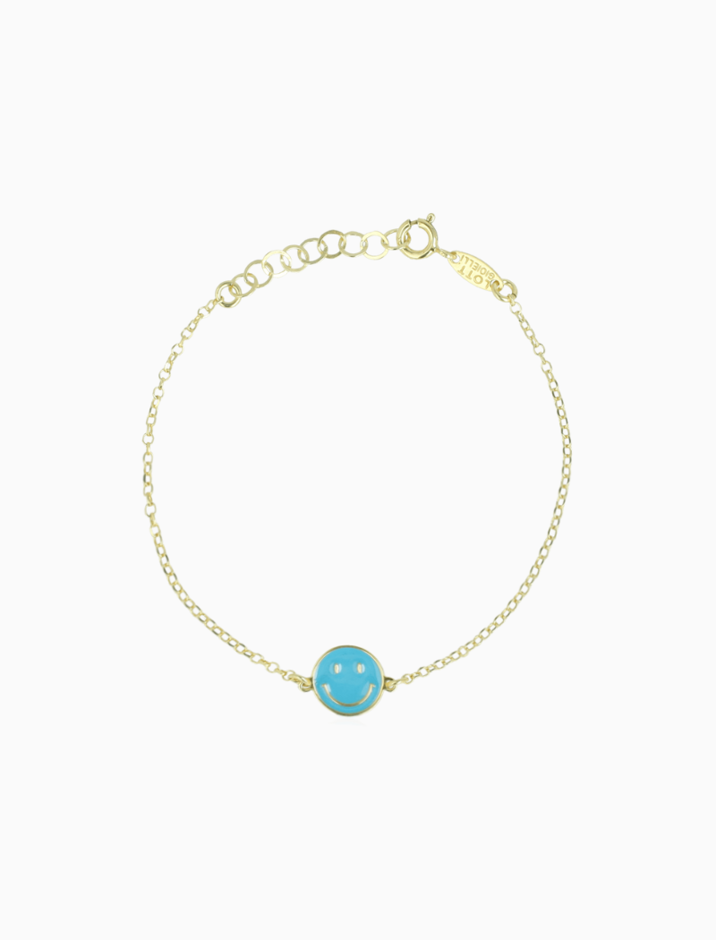 Smiley armband emaille turquoise