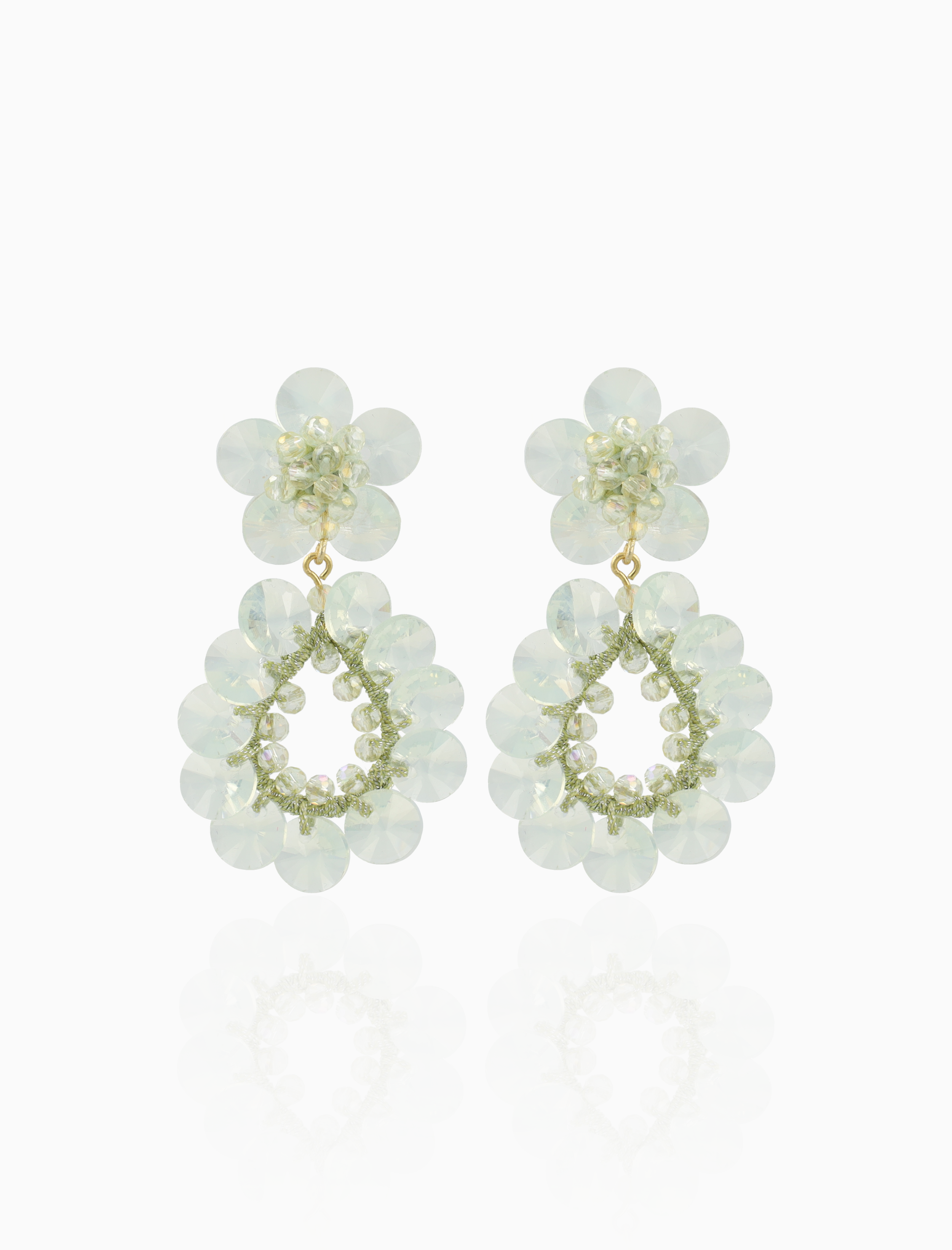 Light Aqua Oorbellen Apollo Flower Double Drop S / M