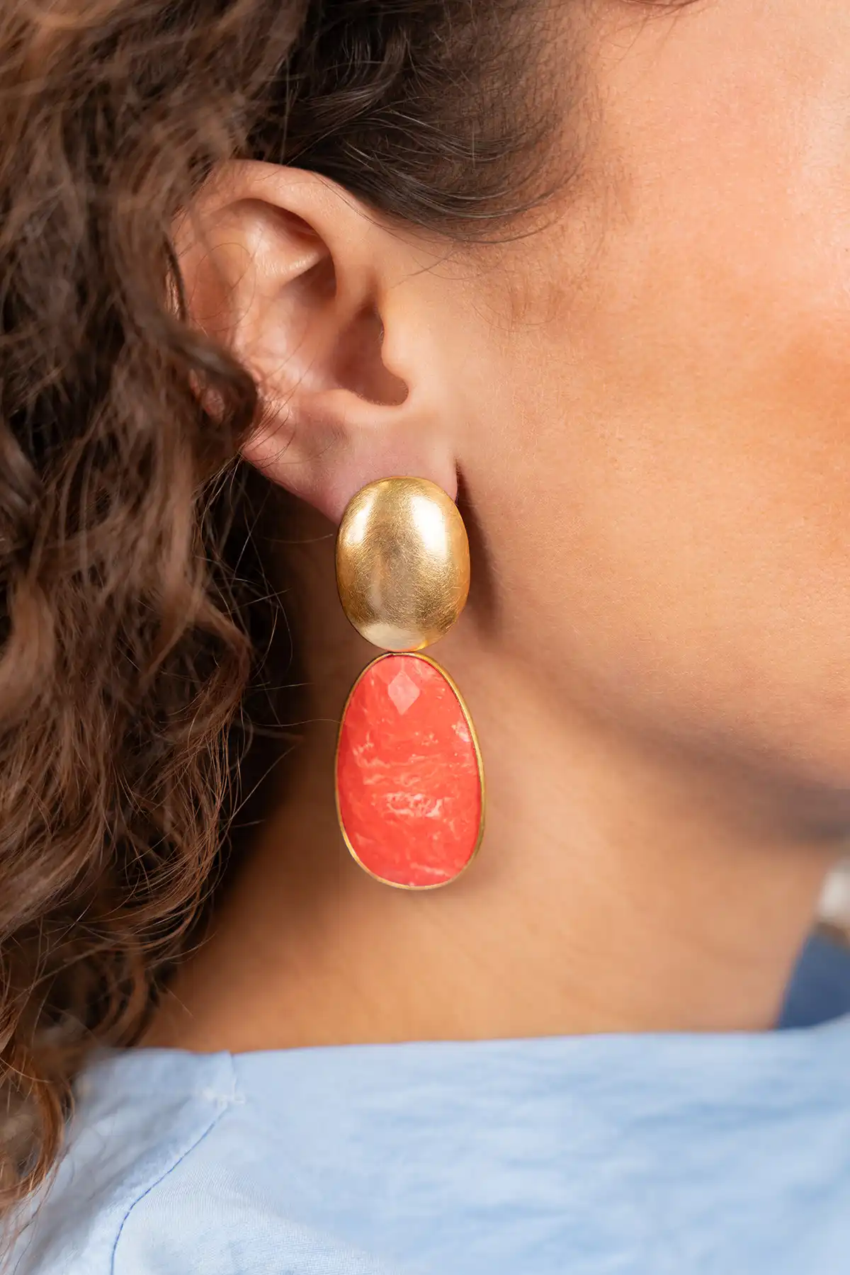 Oranje Oorbellen Doris Framed Oval w/ Oval Earplug
