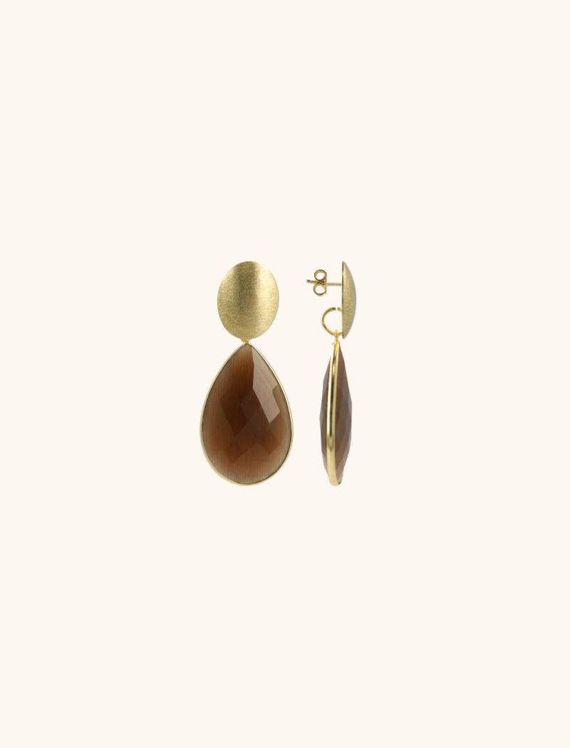 Bruine Oorbellen Quartz Framed Drop XL